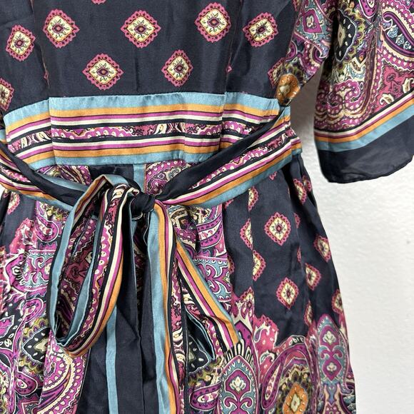 Eci New York Top Size 14 Y2K Silk Satin Tunic Tie Back Boho Indie Whimsigoth - Picture 12 of 14